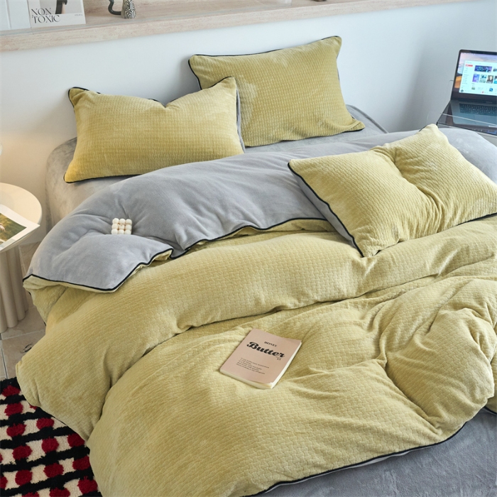 91家纺网 家纺一手货源 找家纺 （总）兰紫橙家纺 2025新款牛奶绒嵌边提花剪花四件套（含买家秀质检报告）