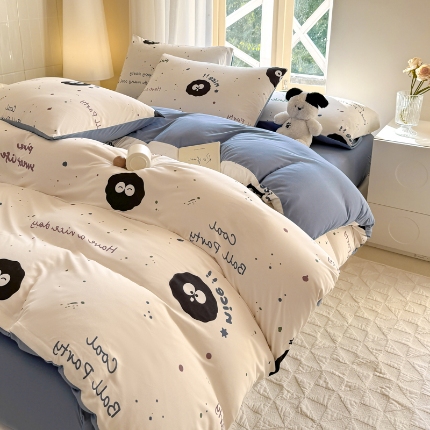 91家纺网 家纺一手货源 找家纺 （总）针织棉四件套床笠款高克重双面平印花四件套-送包装