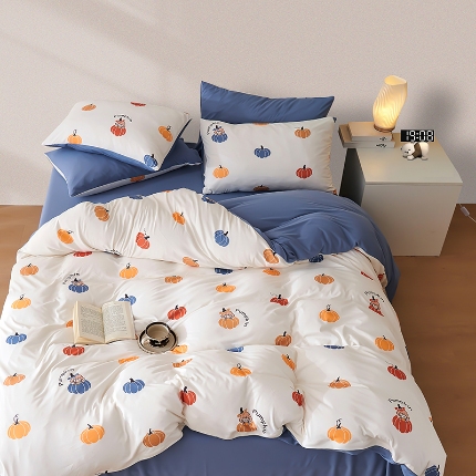 91家纺网 家纺一手货源 找家纺 （总）针织棉四件套床笠款高克重双面平印花四件套-送包装