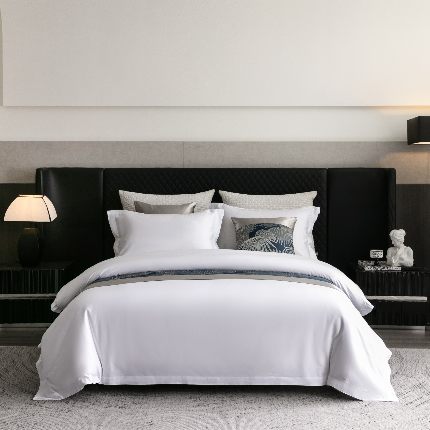 91家纺网 家纺一手货源 找家纺 （总）澜昕 星级酒店民宿加厚床上用品四件套宾馆纯白抗皱耐洗床单被套 可定制刺绣