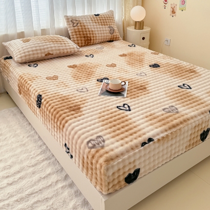 91家纺网 家纺一手货源 找家纺 （总） 2025新款兔兔绒牛奶绒印花单床笠 床笠三件套 单枕套