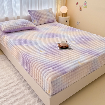 91家纺网 家纺一手货源 找家纺 （总） 2025新款兔兔绒牛奶绒印花单床笠 床笠三件套 单枕套