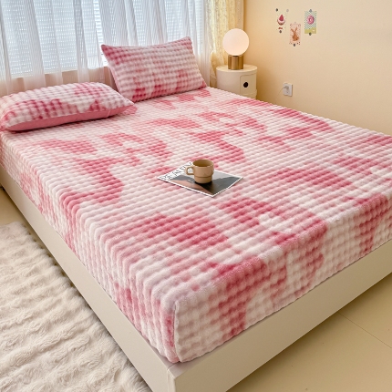 91家纺网 家纺一手货源 找家纺 （总） 2025新款兔兔绒牛奶绒印花单床笠 床笠三件套 单枕套