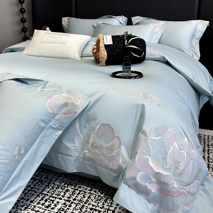 91家纺网 家纺一手货源 找家纺 （总）星蕴家纺 2025新款新疆全棉刺绣四件套-黛尔【高档礼盒包装】