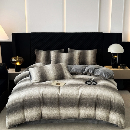 91家纺网 家纺一手货源 找家纺 （总）2025新款直播兔毛绒印花四件套加厚保暖美拉德风格套件