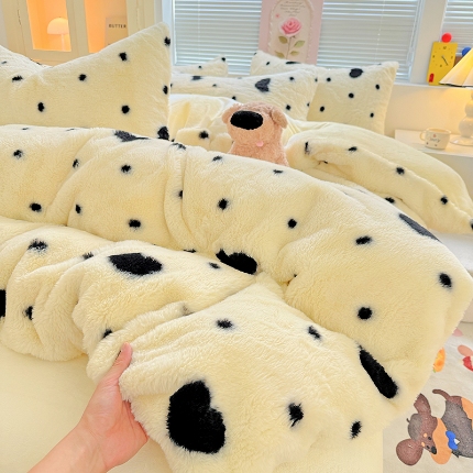 （总）2025印花小清新风兔毛四件套加厚牛奶绒兔毛套件A版兔毛B版牛奶绒四件套