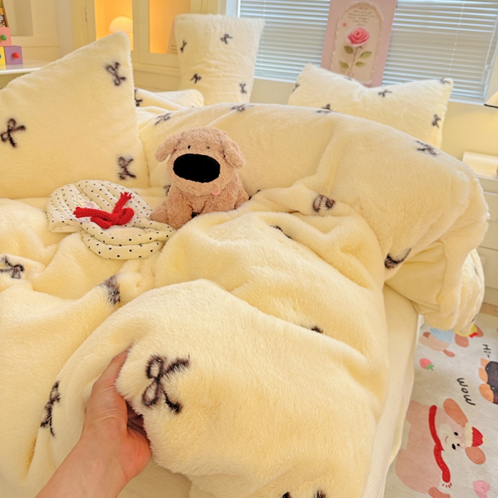 91家纺网 家纺一手货源 找家纺 （总）2025兔毛印花小清新风四件套加厚牛奶绒兔毛套件A版兔毛B版牛奶绒