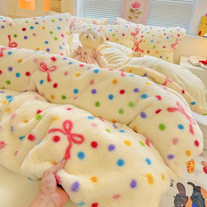 91家纺网 家纺一手货源 找家纺 （总）2025兔毛印花小清新风四件套加厚牛奶绒兔毛套件A版兔毛B版牛奶绒