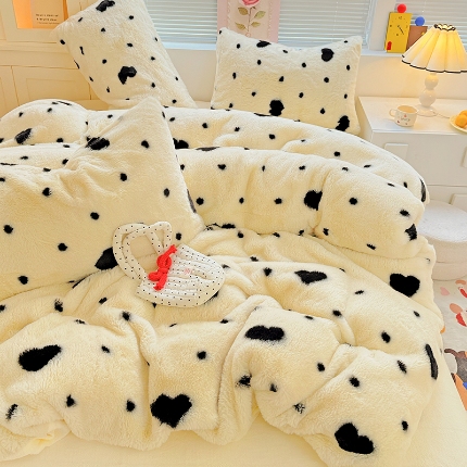 91家纺网 家纺一手货源 找家纺 （总）2025兔毛印花小清新风四件套加厚牛奶绒兔毛套件A版兔毛B版牛奶绒