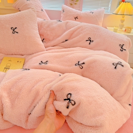 91家纺网 家纺一手货源 找家纺 （总）2025兔毛印花小清新风四件套加厚牛奶绒兔毛套件A版兔毛B版牛奶绒