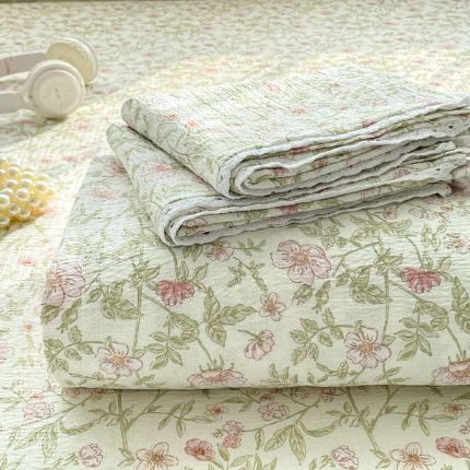 91家纺网 家纺一手货源 找家纺 （总）新款学生宿舍云感双层纱三件套 单人被罩床单枕套