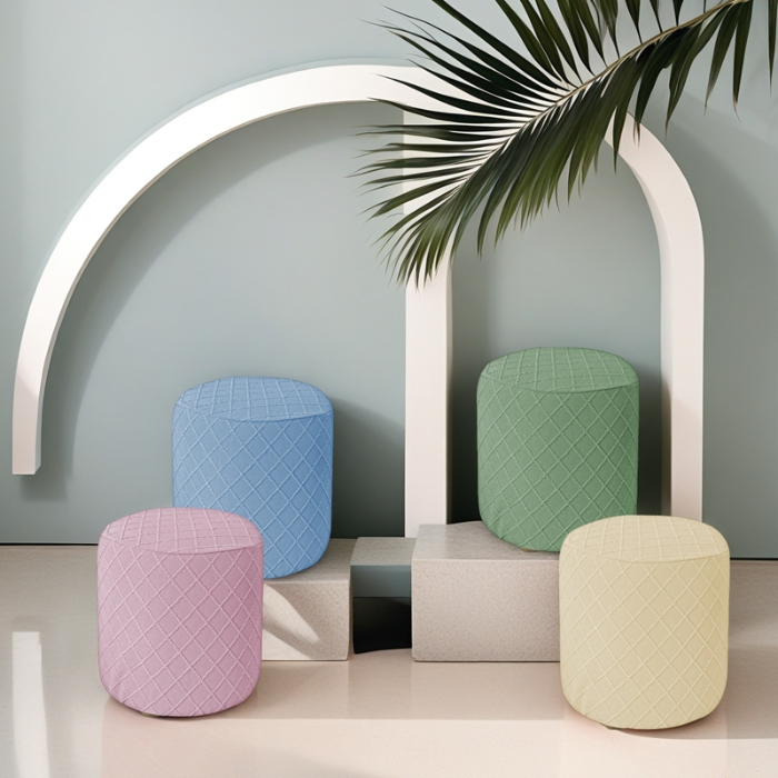 91家纺网 家纺一手货源 找家纺 （总）壹零特色家纺 菱形格提花小号圆柱凳套 换鞋凳套