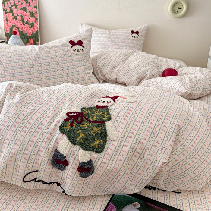 91家纺网 家纺一手货源 找家纺 （总）舒居家纺 2025新款13070全棉纯棉毛巾绣四件套