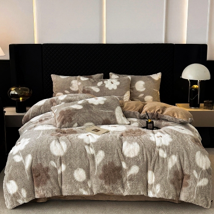 91家纺网 家纺一手货源 找家纺 （总）2025新品兔毛绒四件套美拉德加厚保暖绒套件跨进新品