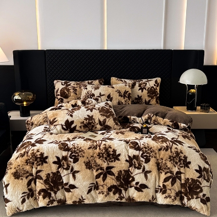 91家纺网 家纺一手货源 找家纺 （总）2025新品兔毛绒四件套美拉德加厚保暖绒套件跨进新品