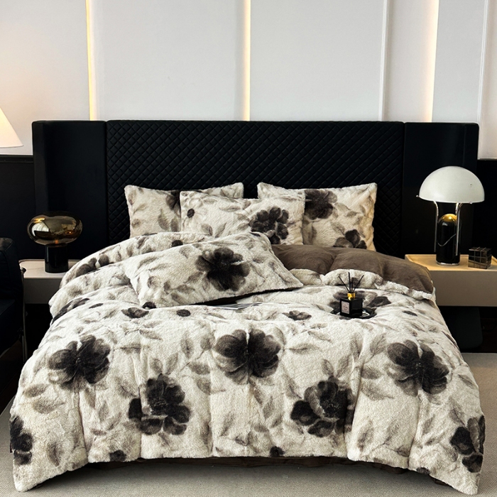 91家纺网 家纺一手货源 找家纺 （总）2025新品兔毛绒四件套美拉德加厚保暖绒套件跨进新品