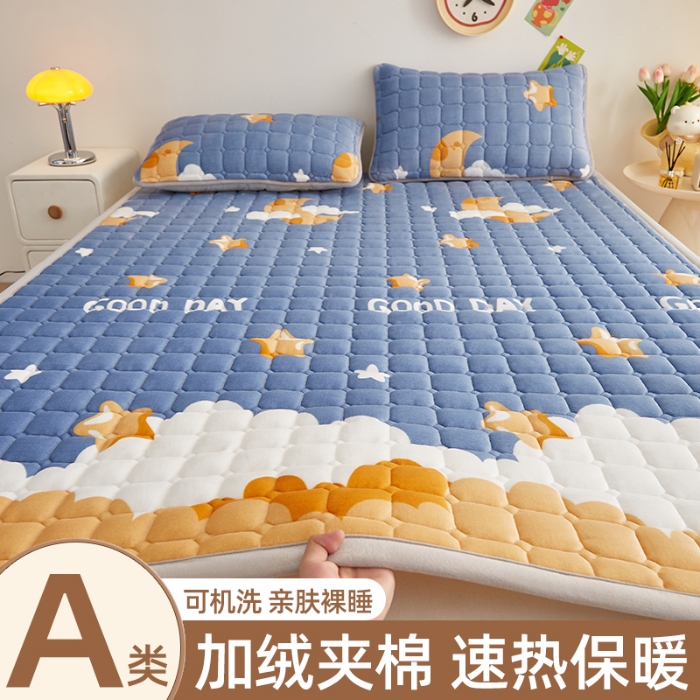 91家纺网 家纺一手货源 找家纺 （总）奇丝雅 2025新款A类牛奶绒床褥床垫软垫家用学生宿舍上下铺寝室床护垫夹棉褥子-大床款单件