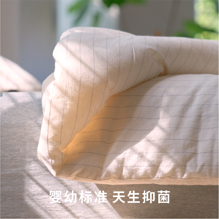 91家纺网 家纺一手货源 找家纺 （总）明治西川 舒眠条纹冬被抗菌纤维被芯婴幼儿标准A类棉麻懒人春秋被可机洗