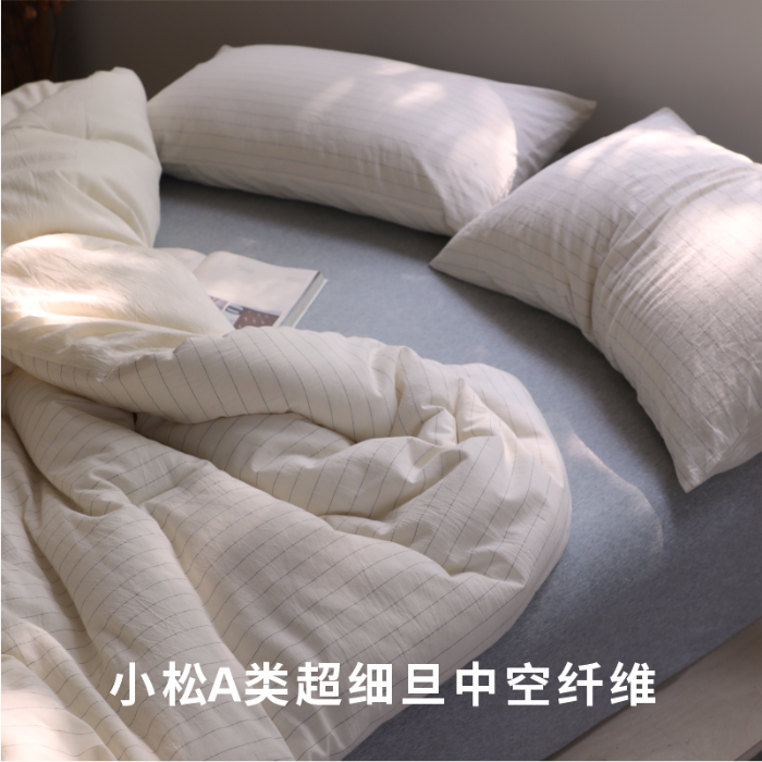 91家纺网 家纺一手货源 找家纺 （总）明治西川 舒眠条纹冬被抗菌纤维被芯婴幼儿标准A类棉麻懒人春秋被可机洗