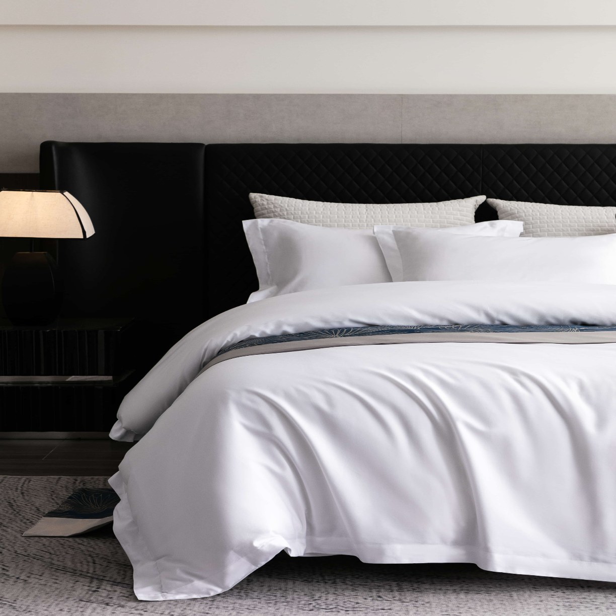 91家纺网 家纺一手货源 找家纺 澜昕 星级酒店民宿加厚床上用品宾馆纯白抗皱耐洗被套 可定制刺绣 