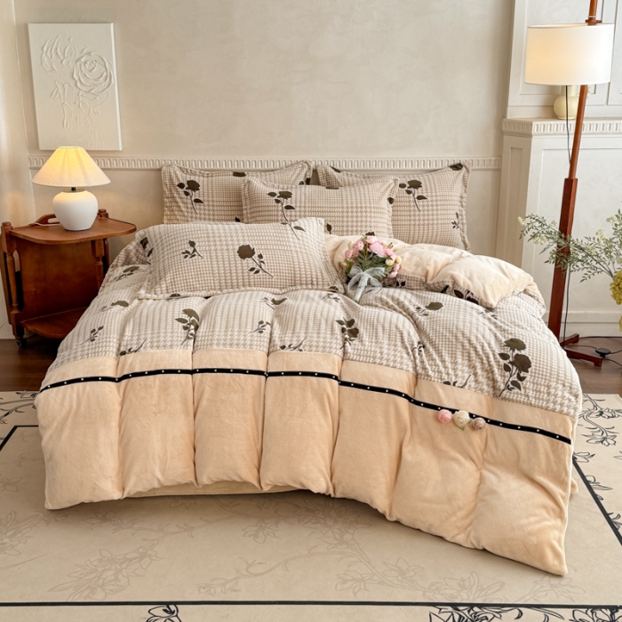 91家纺网 家纺一手货源 找家纺 2025苏东来家纺工艺款雕花绒牛奶绒四件套立体花刺绣绣花套件 华尔兹水绿