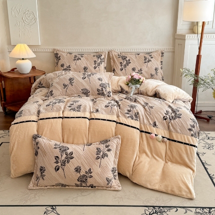 2025苏东来家纺工艺款雕花绒牛奶绒四件套立体花刺绣绣花套件 繁花