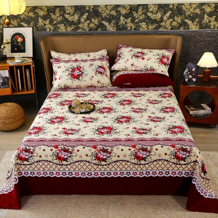 91家纺网 家纺一手货源 找家纺 （总）宝莱利家纺 2025全棉高品质100棉国民复古生态磨毛床单 质检合格 