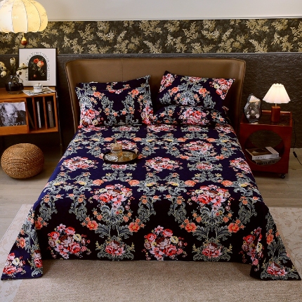 91家纺网 家纺一手货源 找家纺 （总）宝莱利家纺 2025全棉高品质100棉国民复古生态磨毛床单 质检合格 