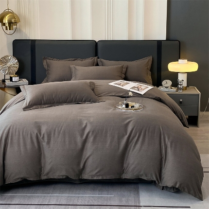 91家纺网 家纺一手货源 找家纺 （总）宝莱利家纺 2025高克重喷气纯色磨毛四件套