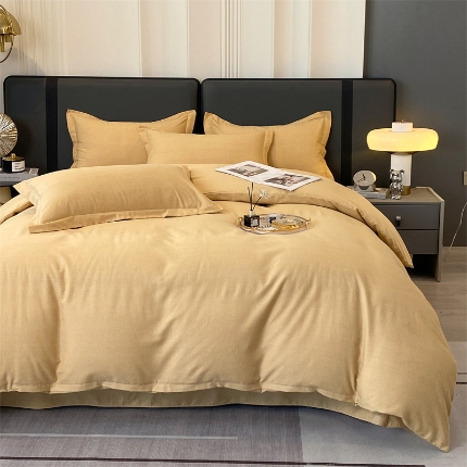 91家纺网 家纺一手货源 找家纺 （总）宝莱利家纺 2025高克重喷气纯色磨毛四件套