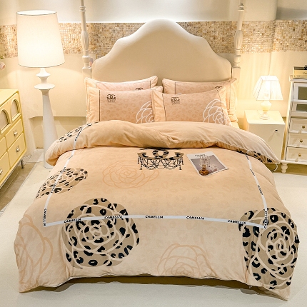 （总）控价 专版花型 2025新款240克A类全消光数码印花牛奶绒四件套-漫步温莎