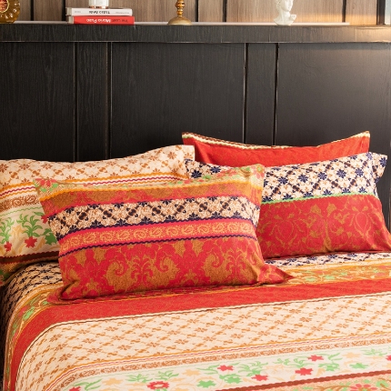 91家纺网 家纺一手货源 找家纺 （总）宝莱利家纺 2025加厚磨毛民族复古风单枕套