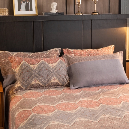 91家纺网 家纺一手货源 找家纺 （总）宝莱利家纺 2025加厚磨毛民族复古风单枕套