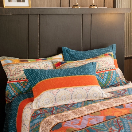 91家纺网 家纺一手货源 找家纺 （总）宝莱利家纺 2025加厚磨毛民族复古风单枕套