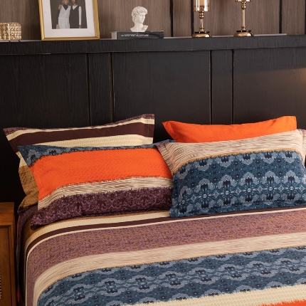 91家纺网 家纺一手货源 找家纺 （总）宝莱利家纺 2025加厚磨毛民族复古风单枕套