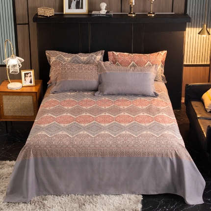 91家纺网 家纺一手货源 找家纺 （总）宝莱利家纺 2025加厚磨毛民族复古风直角床单