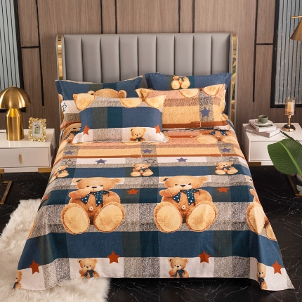 91家纺网 家纺一手货源 找家纺 （总）宝莱利家纺 2025加厚磨毛民族复古风直角床单