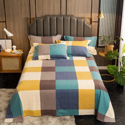 91家纺网 家纺一手货源 找家纺 （总）宝莱利家纺 2025加厚磨毛民族复古风直角床单