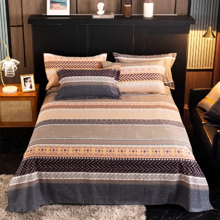 91家纺网 家纺一手货源 找家纺 （总）宝莱利家纺 2025加厚磨毛民族复古风直角床单