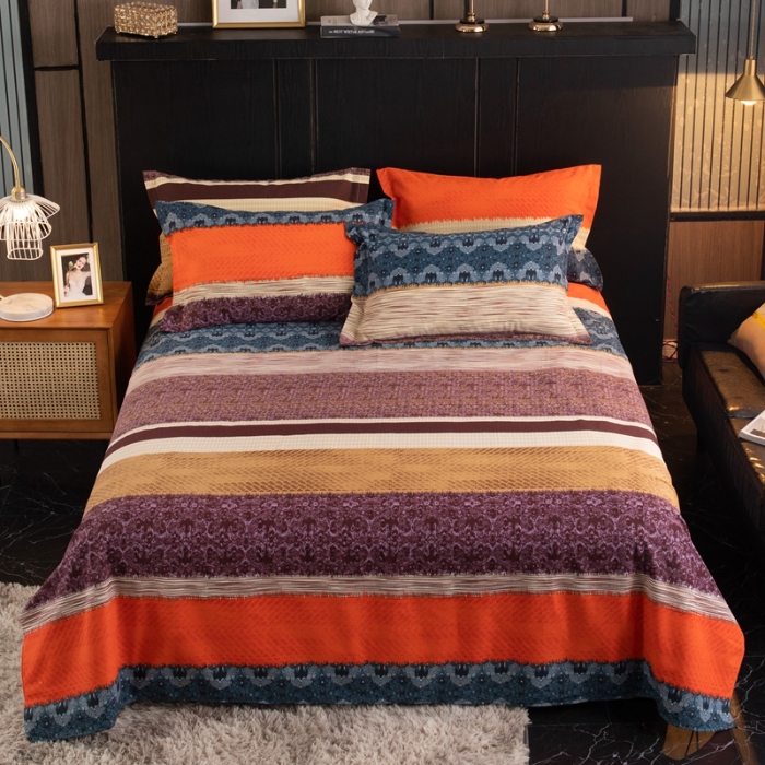 91家纺网 家纺一手货源 找家纺 （总）宝莱利家纺 2025加厚磨毛民族复古风直角床单