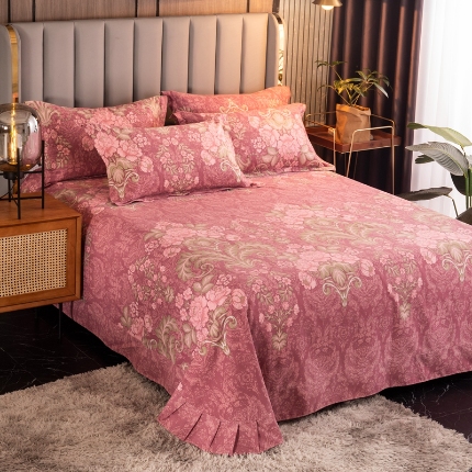 91家纺网 家纺一手货源 找家纺 （总）宝莱利家纺 2025加厚磨毛民族复古风圆角床单