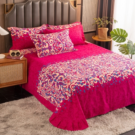 91家纺网 家纺一手货源 找家纺 （总）宝莱利家纺 2025加厚磨毛民族复古风圆角床单