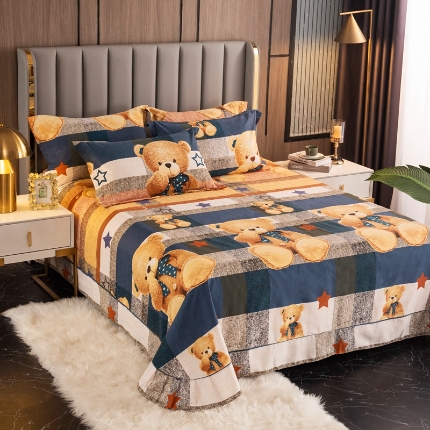 91家纺网 家纺一手货源 找家纺 （总）宝莱利家纺 2025加厚磨毛民族复古风圆角床单