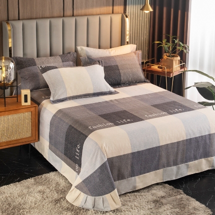 91家纺网 家纺一手货源 找家纺 （总）宝莱利家纺 2025加厚磨毛民族复古风圆角床单