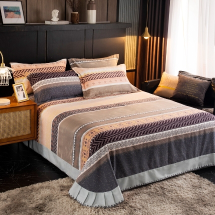 91家纺网 家纺一手货源 找家纺 （总）宝莱利家纺 2025加厚磨毛民族复古风圆角床单