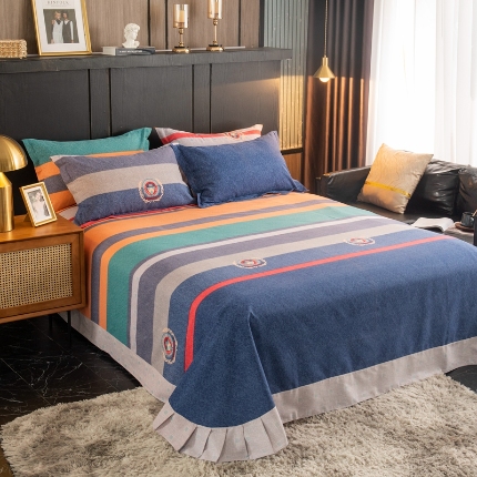 91家纺网 家纺一手货源 找家纺 （总）宝莱利家纺 2025加厚磨毛民族复古风圆角床单