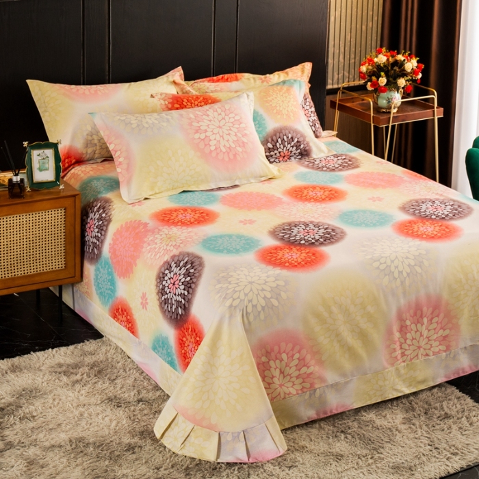 91家纺网 家纺一手货源 找家纺 （总）宝莱利家纺 2025加厚磨毛民族复古风圆角床单