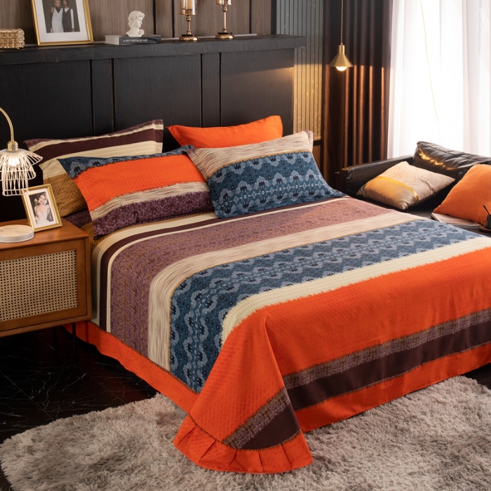 91家纺网 家纺一手货源 找家纺 （总）宝莱利家纺 2025加厚磨毛民族复古风圆角床单