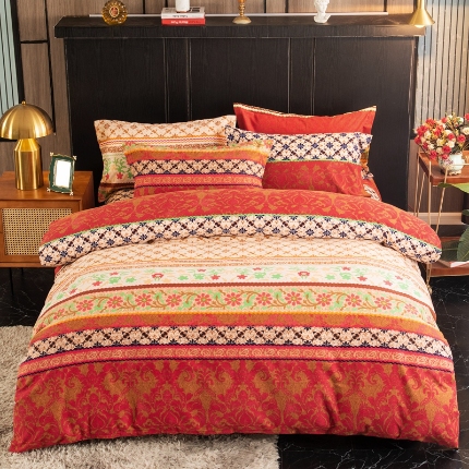 91家纺网 家纺一手货源 找家纺 （总）宝莱利家纺 2025加厚磨毛民族复古风四件套