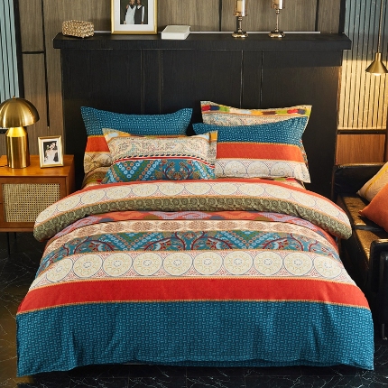 91家纺网 家纺一手货源 找家纺 （总）宝莱利家纺 2025加厚磨毛民族复古风四件套